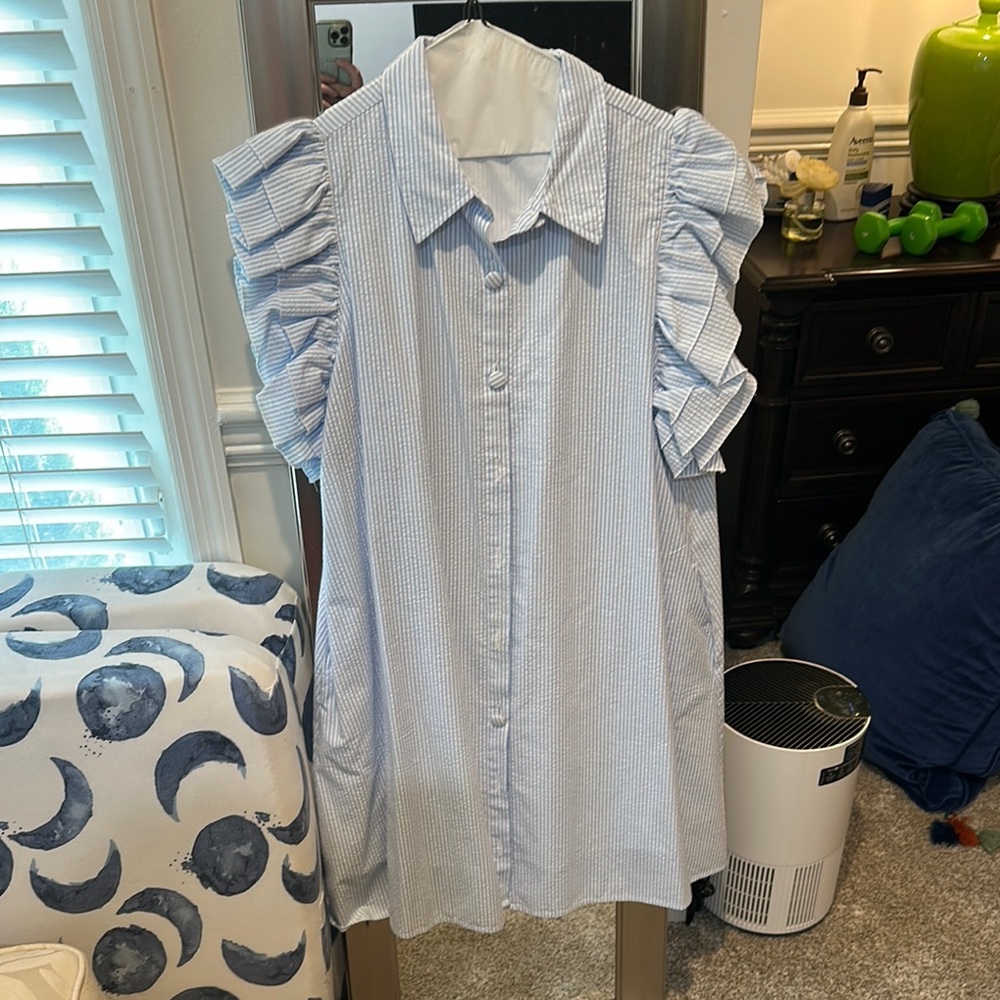 Crown & Ivy Light Blue Striped Shirt